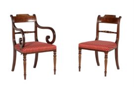 A set of ten mahogany dining chairs in Regency style