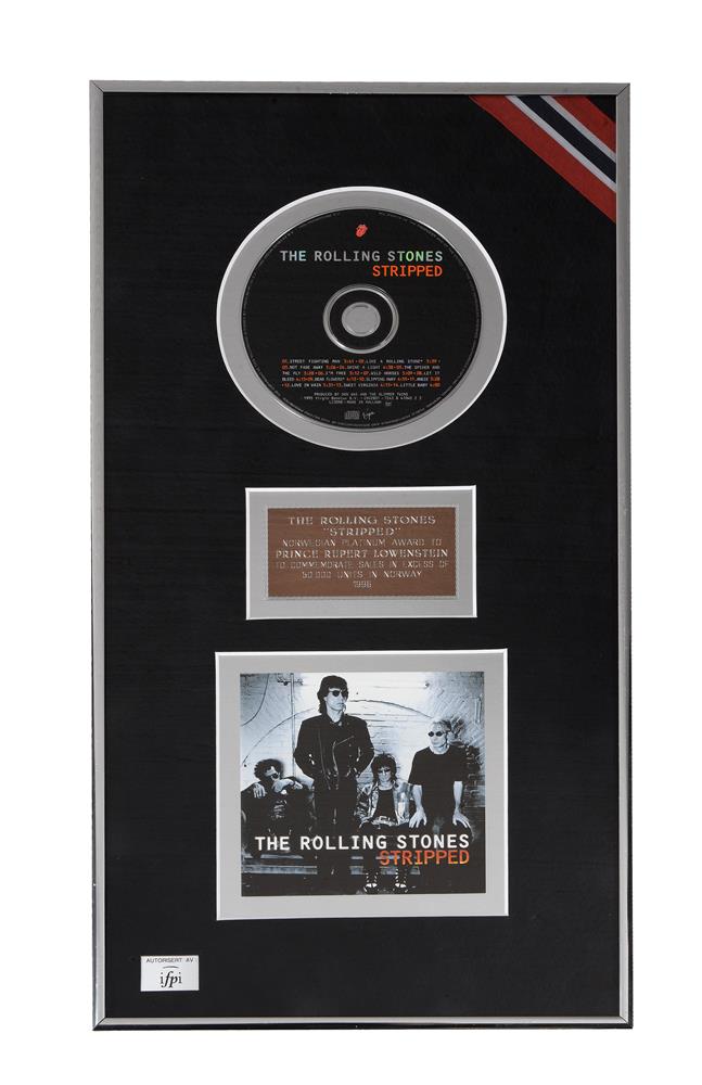 A Rolling Stones Norwegian Platinum sales award for the album 'Stripped' 1996 - Image 2 of 7
