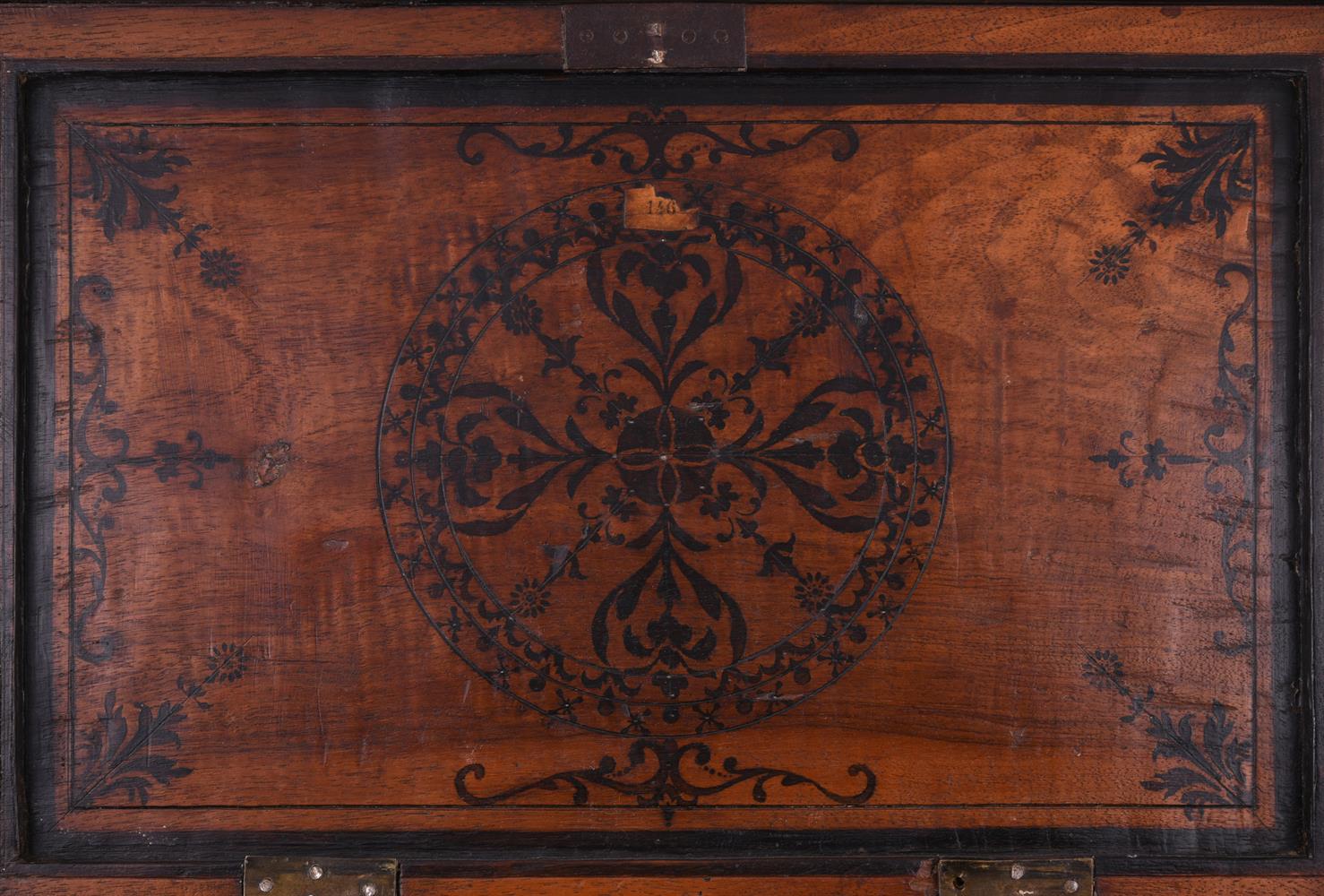 A Continental walnut and penwork table top chest - Image 5 of 5