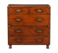 A Victorian mahogany campaign chest of drawers