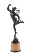 A brown patinated bronze of Mercury
