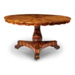 A WILLIAM IV LABURNUM CENTRE TABLE