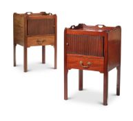 Y A PAIR OF GEORGE III STYLE MAHOGANY BEDSIDE CUPBOARDS