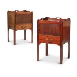 Y A PAIR OF GEORGE III STYLE MAHOGANY BEDSIDE CUPBOARDS