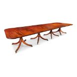 Y A LATE GEORGE III STYLE MAHOGANY FIVE PILLAR DINING TABLE, WILLIAM TILLMAN