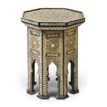 Y AN OTTOMAN MOTHER OF PEARL AND BONE INLAID OCCASIONAL TABLE