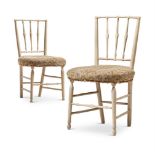 A PAIR OF WHITE PAINTED AND TAPESTRY UPHOLSTERED SIDE CHAIRS, LATE 19TH/EARLY 20TH CENTURY