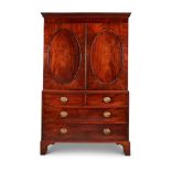 A GEORGE III MAHOGANY LINEN PRESS, LATE 18TH CENTURY