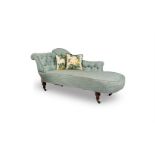 A VICTORIAN BUTTON-UPHOLSTERED CHAISE LONGUE