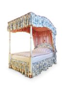 A GEORGE III STYLE CHILD'S PAINTED TESTER BED