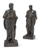 A PAIR OF PAINTED PLASTER MODELS OF ANCIENT PHILOSOPHERS
