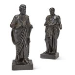 A PAIR OF PAINTED PLASTER MODELS OF ANCIENT PHILOSOPHERS