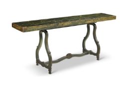 A PAINTED WOOD CONSOLE TABLE, IN LOUIS XV STYLE, 19TH CENTURY
