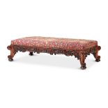 Y A LARGE EARLY VICTORIAN CARVED ROSEWOOD STOOL