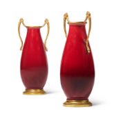 A PAIR OF CONTINENTAL CHINESE STYLE 'SANG DE BEOUF' VASES