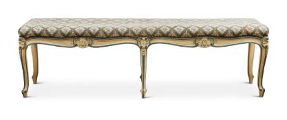 A PAINTED LONG STOOL IN LOUIS XV STYLE, EARLY 20TH CENTURY