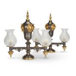 A PAIR OF PATINATED METAL ARGAND LAMPS, CIRCA 1825