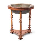 AN OAK GLOBE STAND JARDINÈRE, 19TH CENTURY