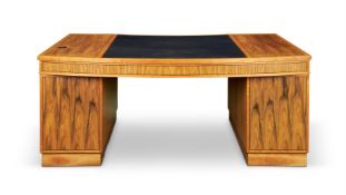 A WALNUT AND AMERICAN WALNUT TWIN PEDESTAL DESK, DAVID LINLEY