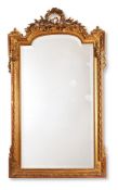 A GILTWOOD AND GESSO OVER, MANTEL MIRROR, 19TH CENTURY