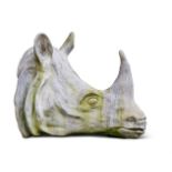 A LEAD MODEL OF A RHINOCEROS HEAD, 20TH CENTURY