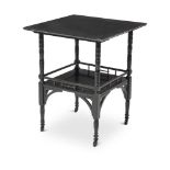 A LIBERTY STYLE AESTHETIC EBONISED SQUARE OCCASIONAL TABLE