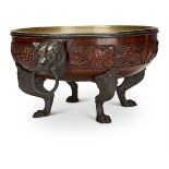 A EUROPEAN CARVED OAK AND BRONZE METAL MOUNTED JARDINIÈRE, LATE 19TH CENTURY