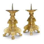 TWO GILT-METAL CANDLESTICKS, LATE 19TH CENTURY