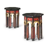 A PAIR OF OTTOMAN STYLE PAINTED OCTAGONAL OCCASIONAL TABLES