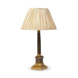 A BRASS AND PATINATED TABLE LAMP, ROBERT KIME