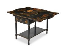 A CHINOISERIE PEMBROKE TABLE IN GEORGE III STYLE, 20TH CENTURY