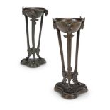 A PAIR OF PATINATED METAL ATHENIENNES, LATE 19TH/EARLY 20TH CENTURY