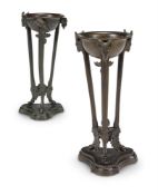 A PAIR OF PATINATED METAL ATHENIENNES, LATE 19TH/EARLY 20TH CENTURY
