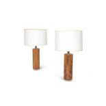 A PAIR OF AMERICAN WALNUT TABLE LAMPS, DAVID LINLEY