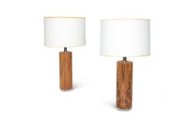 A PAIR OF AMERICAN WALNUT TABLE LAMPS, DAVID LINLEY