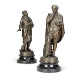 A PAIR OF PATINATED METAL MODELS OF MILTON AND SHAKESPEARE