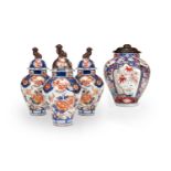 THREE JAPANESE ARITA IMARI VASES AND COVERS