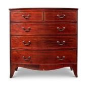 A MAHOGANY INLAID CHEST OF DRAWERS