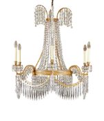 A REGENCY STYLE GILT-METAL AND CUT-GLASS CHANDELIER