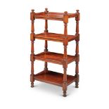 A VICTORIAN MAHOGANY FOUR TIER WHATNOT, MID 19TH CENTURY