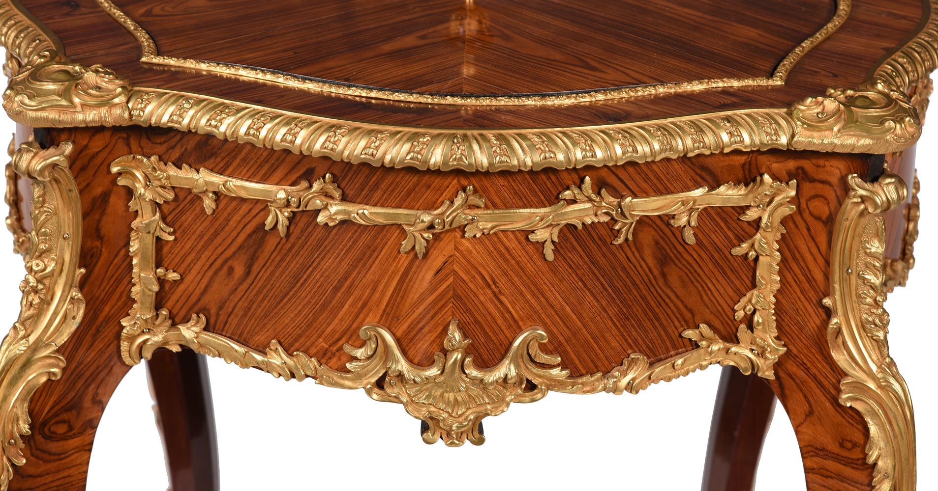 Y A FRENCH TULIPWOOD AND ORMOLU MOUNTED JARDINIERE TABLE, LATE 19TH/EARLY 20TH CENTURY - Image 4 of 7