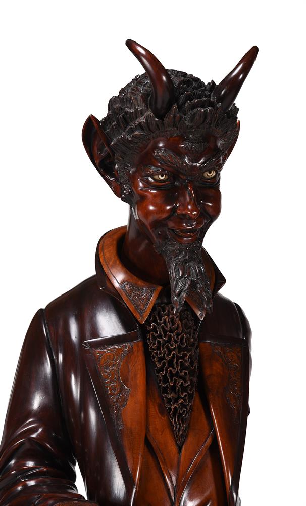 A VENETIAN CARVED PINE AND FRUITWOOD LIFESIZE DEVIL FIGURE, ATTRIBUTED TO FRANCESCO TOSO (D.1893) - Image 2 of 2