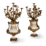 A PAIR OF FRENCH MARBLE AND ORMOLU SEVEN LIGHT CANDELABRA, CIRCA 1860