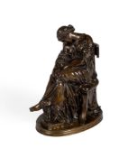 AFTER J CAVELIER (1814 - 1896), A FRENCH BRONZE 'PENELOPE WAITING FOR ULYSSES', LATE 19TH CENTURY