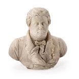 A CARVED MARBLE BUST OF A GENTLEMAN, CIRCA 1820, PROBABLY FRENCH