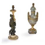 AFTER CORNELIUS VON CLEVE, A BRONZE AND ORMOLU FIGURAL TABLE LAMP, SECOND HALF 19TH CENTURY