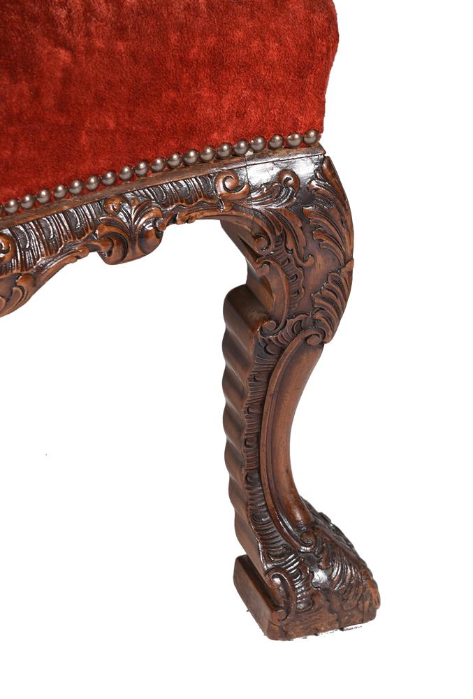 A PAIR OF CARVED WALNUT AND UPHOLSTERED WING ARMCHAIRS, LATE 19TH CENTURY - Image 4 of 6