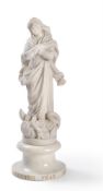 AN ITALIAN CARVED MARBLE FIGURE 'OUR LADY OF LOURDES', EARLY 19TH CENTURY