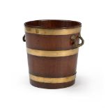 A GEORGE III MAHOGANY AND BRASS BOUND PEAT BUCKET, SECOND HALF 18TH CENTURY