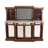 Y A GEORGE IV ROSEWOOD, SIMULATED ROSEWOOD AND GILT METAL MOUNTED SIDE CABINET, CIRCA 1825